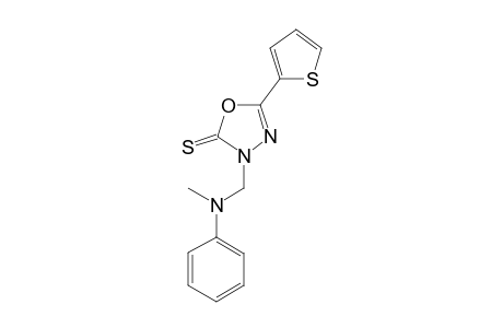 3-(N-METHYLANILINOMETHYL)-5-(2-THIENYL)-1,3,4-OXADIAZOLINE-2-THIONE