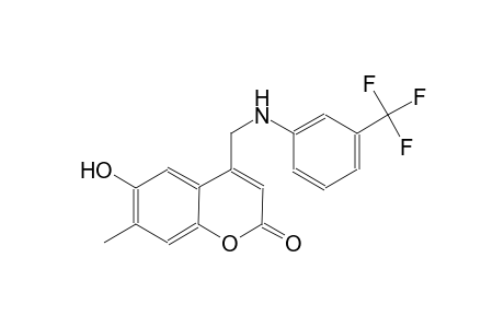 2H-1-benzopyran-2-one, 6-hydroxy-7-methyl-4-[[[3-(trifluoromethyl)phenyl]amino]methyl]-