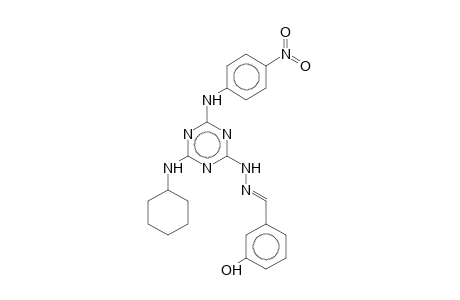 2-Cyclohexylamino-4-(3-hydroxybenzylidenehydrazino)-6-(4-nitroanilino)-1,3,5-triazine