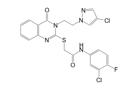 N-(3-chloro-4-fluorophenyl)-2-({3-[2-(4-chloro-1H-pyrazol-1-yl)ethyl]-4-oxo-3,4-dihydro-2-quinazolinyl}sulfanyl)acetamide