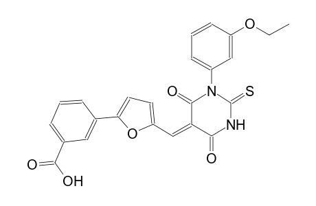 3-{5-[(Z)-(1-(3-ethoxyphenyl)-4,6-dioxo-2-thioxotetrahydro-5(2H)-pyrimidinylidene)methyl]-2-furyl}benzoic acid