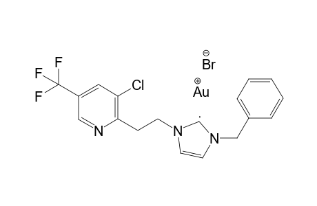 Bromo{1-[(2-ethyl)-3-chloro-5-(trifluoromethyl)pyridine]-3-(benzyl)-1H-imidazolin-2(3H)-ylidene}gold(I)