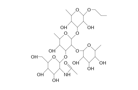 Propyl 3-O-(3-O-<2-acetamido-2-deoxy-B-D-glucopyranosyl>-2-O-<A-L-rhamnopyranosyl>-A-L-rhap)-A-L-rhamnopyranoside