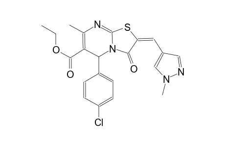 ethyl (2E)-5-(4-chlorophenyl)-7-methyl-2-[(1-methyl-1H-pyrazol-4-yl)methylene]-3-oxo-2,3-dihydro-5H-[1,3]thiazolo[3,2-a]pyrimidine-6-carboxylate
