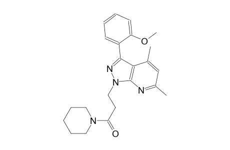 1H-pyrazolo[3,4-b]pyridine, 3-(2-methoxyphenyl)-4,6-dimethyl-1-[3-oxo-3-(1-piperidinyl)propyl]-