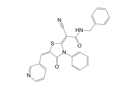 (2E)-N-benzyl-2-cyano-2-[(5E)-4-oxo-3-phenyl-5-(3-pyridinylmethylene)-1,3-thiazolidin-2-ylidene]ethanamide