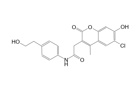 2H-1-benzopyran-3-acetamide, 6-chloro-7-hydroxy-N-[4-(2-hydroxyethyl)phenyl]-4-methyl-2-oxo-