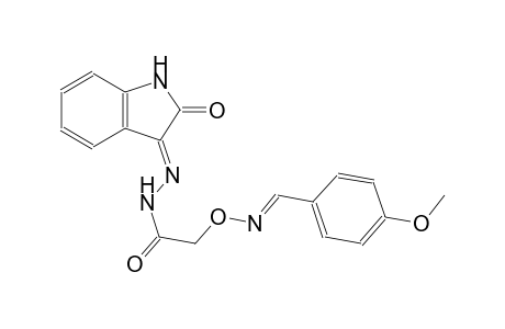 2-({[(E)-(4-methoxyphenyl)methylidene]amino}oxy)-N'-[(3E)-2-oxo-1,2-dihydro-3H-indol-3-ylidene]acetohydrazide