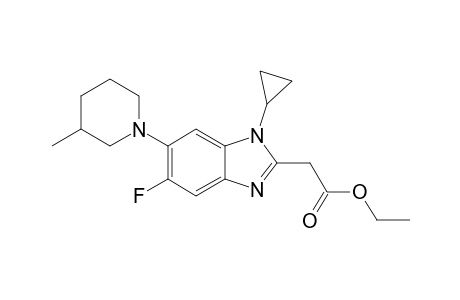 2-[1-cyclopropyl-5-fluoro-6-(3-methyl-1-piperidinyl)-2-benzimidazolyl]acetic acid ethyl ester