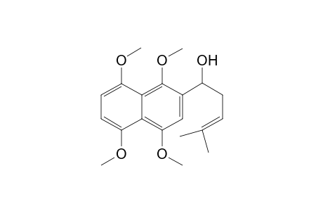 2-[1'-Hydroxy-4'-methyl-pent-3'-en-1'-yl]-1.4.5.8-tetramethoxy-naphthalene