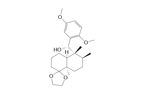 (4aR*,5S*,6R*,8aS*)-5-{(2,5-Dimethoxyphenyl)[(RS)-hydroxy]methyl}-5,6,8a-trimethyldecahydronaphthalen-1-spiro-2'-(1',3'-dioxolane)