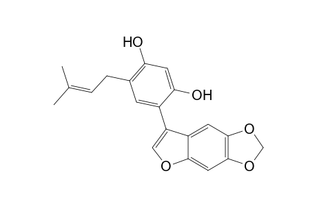 3-(2',4'-Dihydroxy-5'-prenylphenyl)-5,6-(methylenedioxy)-benzofuran
