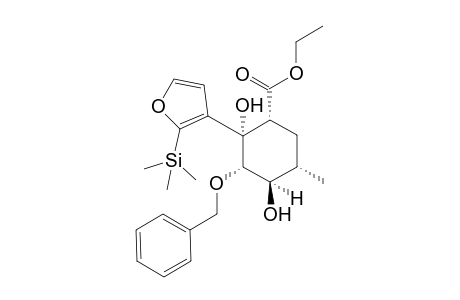 Ethyl (1RS,2SR,3SR,4RS,5SR)-3-(benzyloxy)-2,4-dihydroxy-5-methyl-2-[2'-(trimethylsilyl)-3'-furyl]-cyclohexane-1-carboxylate