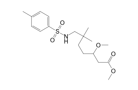 Heptanoic acid, 3-methoxy-6,6-dimethyl-7-[[(4-methylphenyl)sulfonyl]amino]-, methyl ester, (.+-.)-