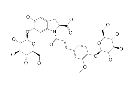 OLERACEIN_D;5-HYDROXY-1-(FERULIC_ACYL-7'-O-BETA-GLUCOPYRANOSE)-2,3-DIHYDRO-1-H-INDOLE-2-CARBOXYLIC_ACID