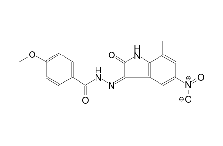 benzoic acid, 4-methoxy-, 2-[(3Z)-1,2-dihydro-7-methyl-5-nitro-2-oxo-3H-indol-3-ylidene]hydrazide