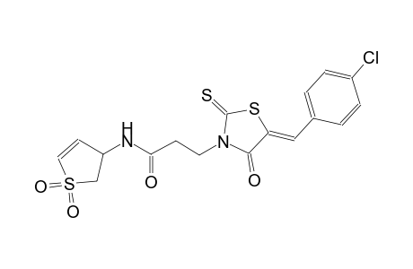 3-[(5Z)-5-(4-chlorobenzylidene)-4-oxo-2-thioxo-1,3-thiazolidin-3-yl]-N-(1,1-dioxido-2,3-dihydro-3-thienyl)propanamide