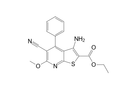 3-Amino-5-cyano-6-methoxy-4-phenyl-thieno[2,3-b]pyridine-2-carboxylic acid ethyl ester