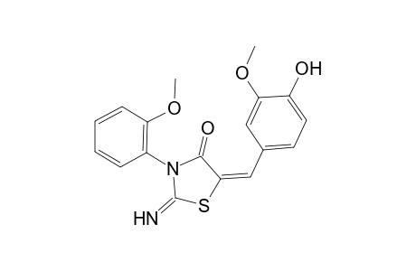 (5E)-2-azanylidene-5-[(3-methoxy-4-oxidanyl-phenyl)methylidene]-3-(2-methoxyphenyl)-1,3-thiazolidin-4-one