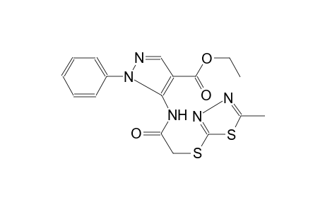 1H-pyrazole-4-carboxylic acid, 5-[[[(5-methyl-1,3,4-thiadiazol-2-yl)thio]acetyl]amino]-1-phenyl-, ethyl ester