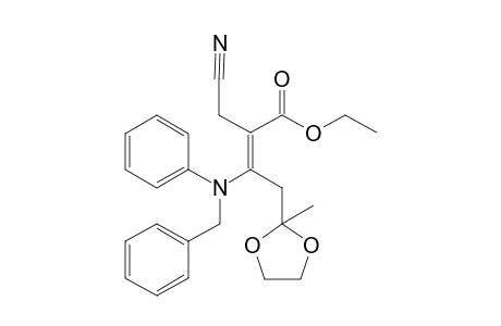 (E)-2-(cyanomethyl)-4-(2-methyl-1,3-dioxolan-2-yl)-3-(N-(phenylmethyl)anilino)-2-butenoic acid ethyl ester