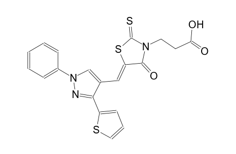 3-((5Z)-4-oxo-5-{[1-phenyl-3-(2-thienyl)-1H-pyrazol-4-yl]methylene}-2-thioxo-1,3-thiazolidin-3-yl)propanoic acid