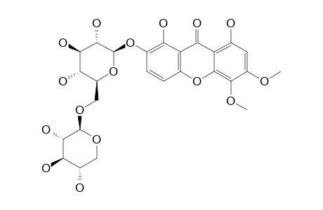 TRIPTEXANTHOSIDE-D;1,2,8-TRIHYDROXY-5,6-DIMETHOXYXANTHONE-2-O-(6'-O-BETA-D-XYLOPYRANOSYL)-BETA-D-GLUCOPYRANOSIDE