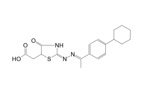 ((2E)-2-{(2E)-2-[1-(4-cyclohexylphenyl)ethylidene]hydrazono}-4-oxo-1,3-thiazolidin-5-yl)acetic acid