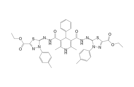 Diethyl 5,5'-((2,6-dimethyl-4-phenyl-1,4-dihydropyridine-3,5-dicarbonyl)bis(hydrazin-2-yl-1-ylidene))-bis(4-(p-tolyl)-4,5-dihydro-1,3,4-thiadiazole-2-carboxylate)