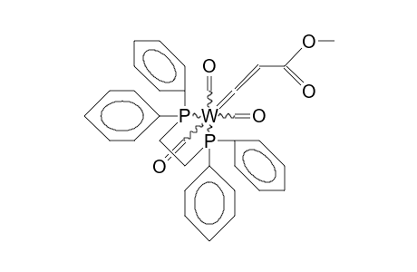 Mer-(methoxycarbonyl-vinylidene)-(1,2-diphenylphosphino-ethylene) tungsten tricarbonyl