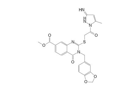 7-quinazolinecarboxylic acid, 3-(1,3-benzodioxol-5-ylmethyl)-2-[[2-(2,3-dihydro-3-imino-5-methyl-1H-pyrazol-1-yl)-2-oxoethyl]thio]-3,4-dihydro-4-oxo-, methyl ester