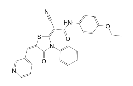 (2E)-2-cyano-N-(4-ethoxyphenyl)-2-[(5E)-4-oxo-3-phenyl-5-(3-pyridinylmethylene)-1,3-thiazolidin-2-ylidene]ethanamide