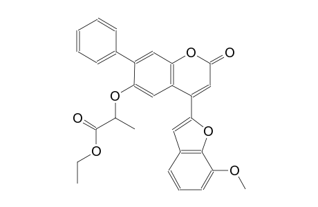 propanoic acid, 2-[[4-(7-methoxy-2-benzofuranyl)-2-oxo-7-phenyl-2H-1-benzopyran-6-yl]oxy]-, ethyl ester