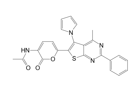 6-(3-Acetamidopyran-2-on-6-yl)-5-(1-pyrrolyl)-4-methyl-2-phenylthieno[2,3-d]pyrimidine