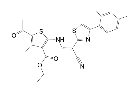 ethyl 5-acetyl-2-({(Z)-2-cyano-2-[4-(2,4-dimethylphenyl)-1,3-thiazol-2-yl]ethenyl}amino)-4-methyl-3-thiophenecarboxylate