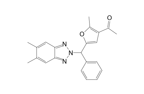 1-(5-((5,6-dimethyl-2H-benzo[d][1,2,3]triazol-2-yl)(phenyl)methyl)-2-methylfuran-3-yl)ethan-1-one