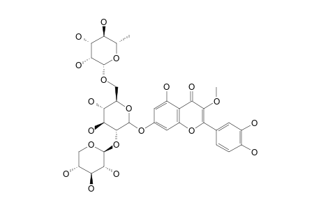 QUERCETIN-3-METHYLETHER-7-O-BETA-D-GLUCOPYRANOSYL-[(1->6)-ALPHA-L-RHAMNOPYRANOSYL]-(1->2)-BETA-D-XYLOPYRANOSIDE