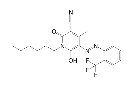 3-Cyano-1-hexyl-6-hydroxy-4-methyl-5-[2-(trifluoromethyl)phenylazo]-2-pyridone