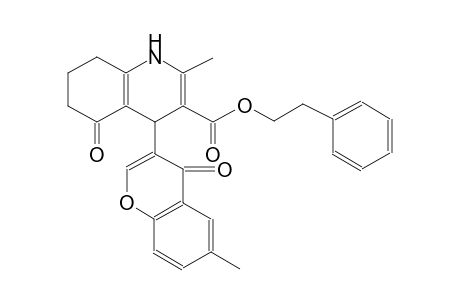 3-quinolinecarboxylic acid, 1,4,5,6,7,8-hexahydro-2-methyl-4-(6-methyl-4-oxo-4H-1-benzopyran-3-yl)-5-oxo-, 2-phenylethyl ester