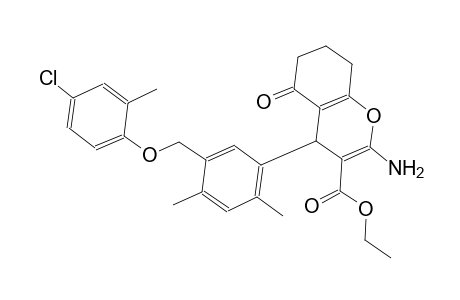ethyl 2-amino-4-{5-[(4-chloro-2-methylphenoxy)methyl]-2,4-dimethylphenyl}-5-oxo-5,6,7,8-tetrahydro-4H-chromene-3-carboxylate