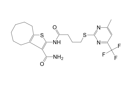 2-[(4-{[4-methyl-6-(trifluoromethyl)-2-pyrimidinyl]sulfanyl}butanoyl)amino]-4,5,6,7,8,9-hexahydrocycloocta[b]thiophene-3-carboxamide