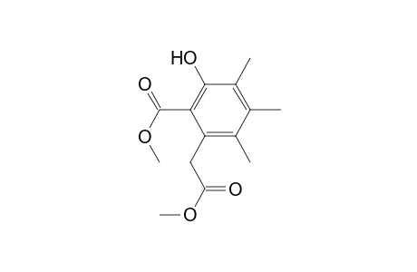 Benzeneacetic acid, 3-hydroxy-2-(methoxycarbonyl)-4,5,6-trimethyl-, methyl ester