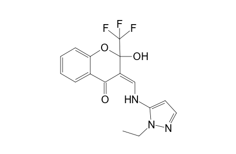 (Z)-3-{[(1-Ethyl-1H-pyrazol-5-yl)amino]methylene}-2-hydroxy-2-(trifluoromethyl)chroman-4-one