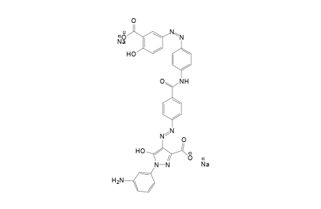 1H-Pyrazole-3-carboxylic acid, 1-(3-aminophenyl)-4-[[4-[[[4-Salicyl acid[-1-amino-4(p-aminophenylcarbamoyl)benzol-]3-carboxy-1-(m-aminophenyl)-5-pyrazolon