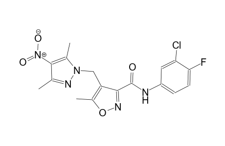 N-(3-chloro-4-fluorophenyl)-4-[(3,5-dimethyl-4-nitro-1H-pyrazol-1-yl)methyl]-5-methyl-3-isoxazolecarboxamide