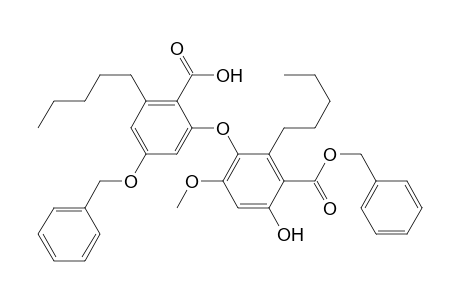 Benzoic acid, 3-[2-carboxy-3-pentyl-5-(phenylmethoxy)phenoxy]-6-hydroxy-4-methoxy-2-pentyl-, 1-(phenylmethyl) ester