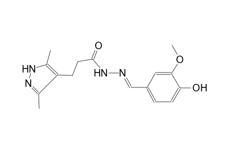 1H-pyrazole-4-propanoic acid, 3,5-dimethyl-, 2-[(E)-(4-hydroxy-3-methoxyphenyl)methylidene]hydrazide
