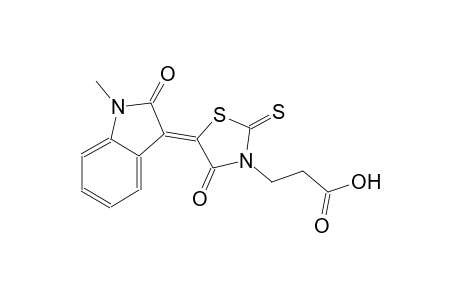 3-[(5Z)-5-(1-methyl-2-oxo-1,2-dihydro-3H-indol-3-ylidene)-4-oxo-2-thioxo-1,3-thiazolidin-3-yl]propanoic acid
