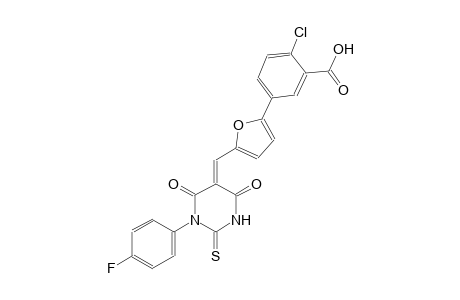 2-chloro-5-{5-[(E)-(1-(4-fluorophenyl)-4,6-dioxo-2-thioxotetrahydro-5(2H)-pyrimidinylidene)methyl]-2-furyl}benzoic acid