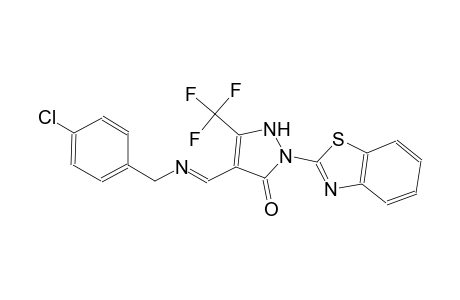 2-(1,3-benzothiazol-2-yl)-4-((E)-{[(E)-(4-chlorophenyl)methyl]imino}methyl)-5-(trifluoromethyl)-1,2-dihydro-3H-pyrazol-3-one